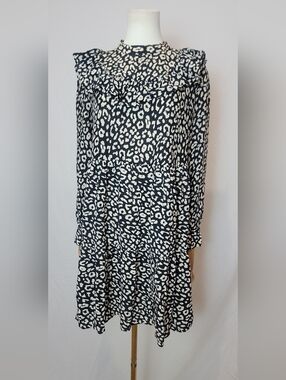 Zara Woman Premium Denim Collection Babydoll Dress Animal Print Size XS